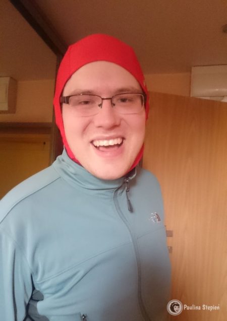 Michał po przebiegnięciu dystansu półmaratonu