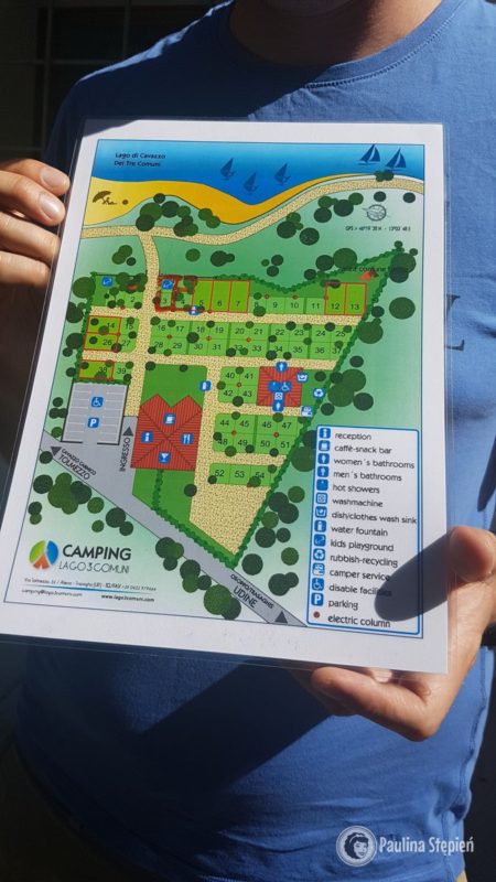 Plan kempingu, nasze to 28, więc z widokiem na jezioro, jak widać na foto