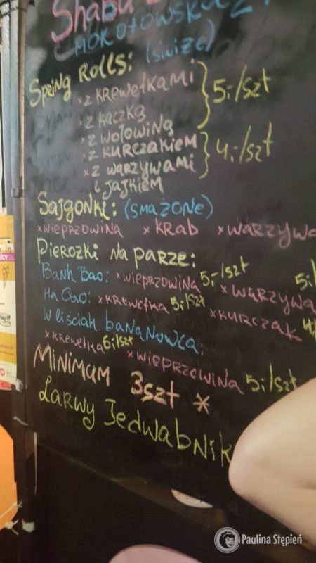 Menu (bardzo dobre spring rollsy były)