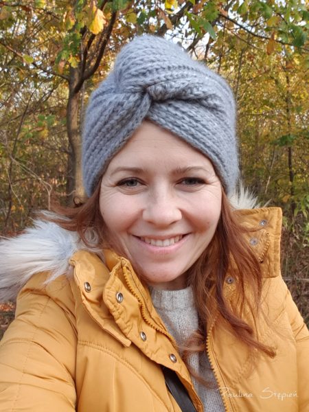 Tutaj wełniany turban, tak naprawdę to wełna z bawełną pół na pół